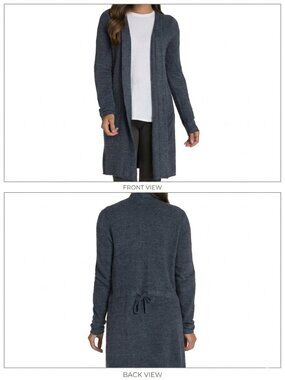 BAREFOOT DREAMS Cozychic Lite Santa Monica Cardigan Blue Sz S Lounge Oversized